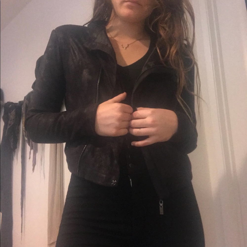 Simple Black Cropped Moto Jacket